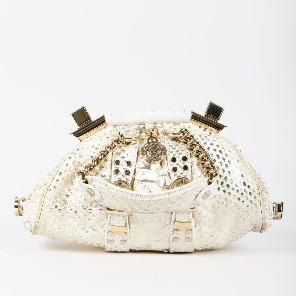 Versace Madonna Frame White Snake Mini Bag - Picture 1 of 11